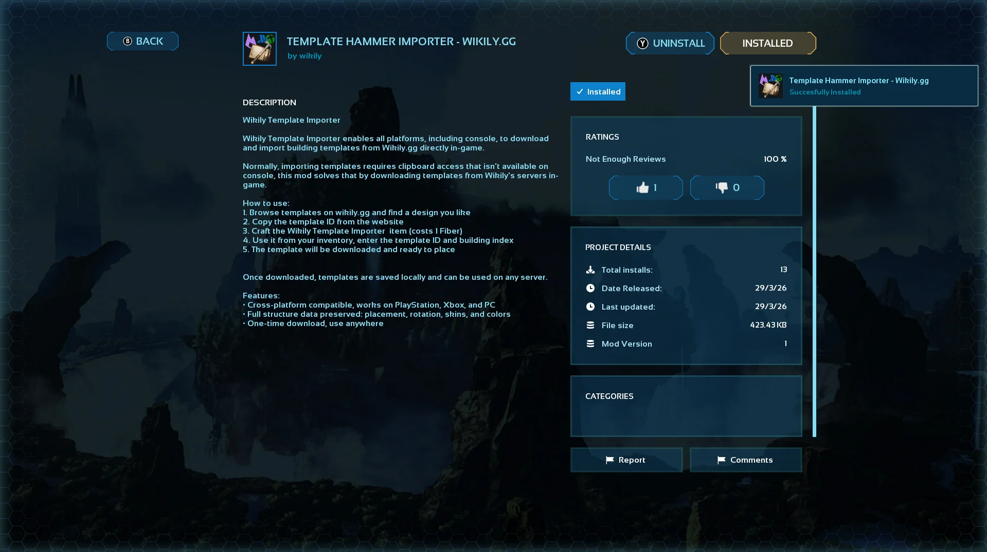 Template Hammer Importer modunun kurulması